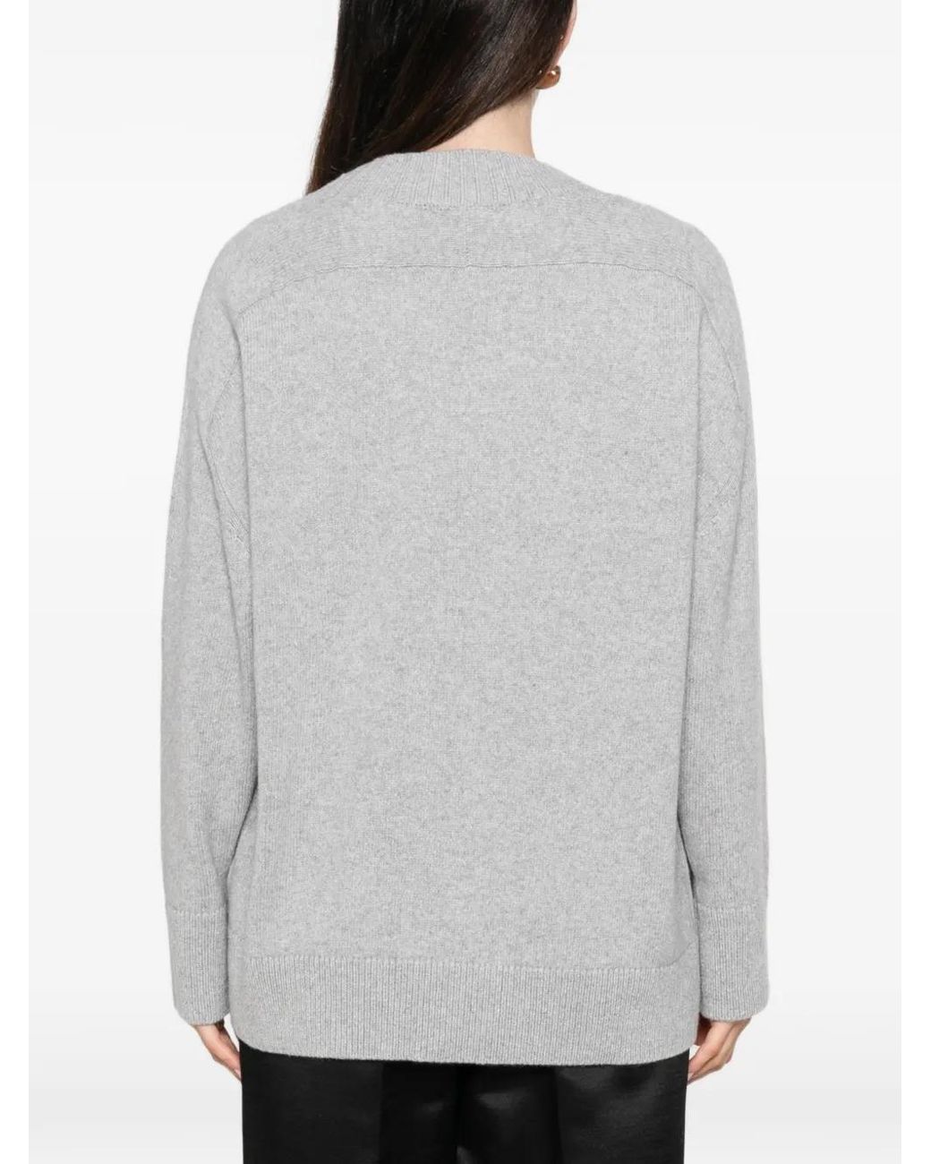 Liviana Conti Gray V-Neck Knitted Sweater