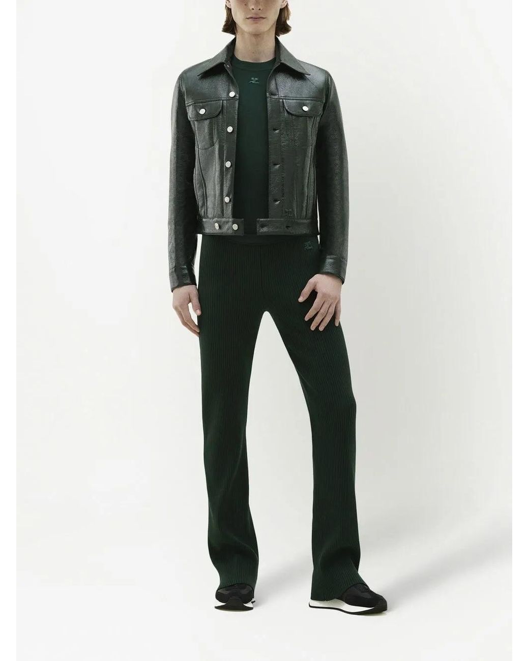 Courreges Green Vinyl V-Cut Trucker Jacket for men