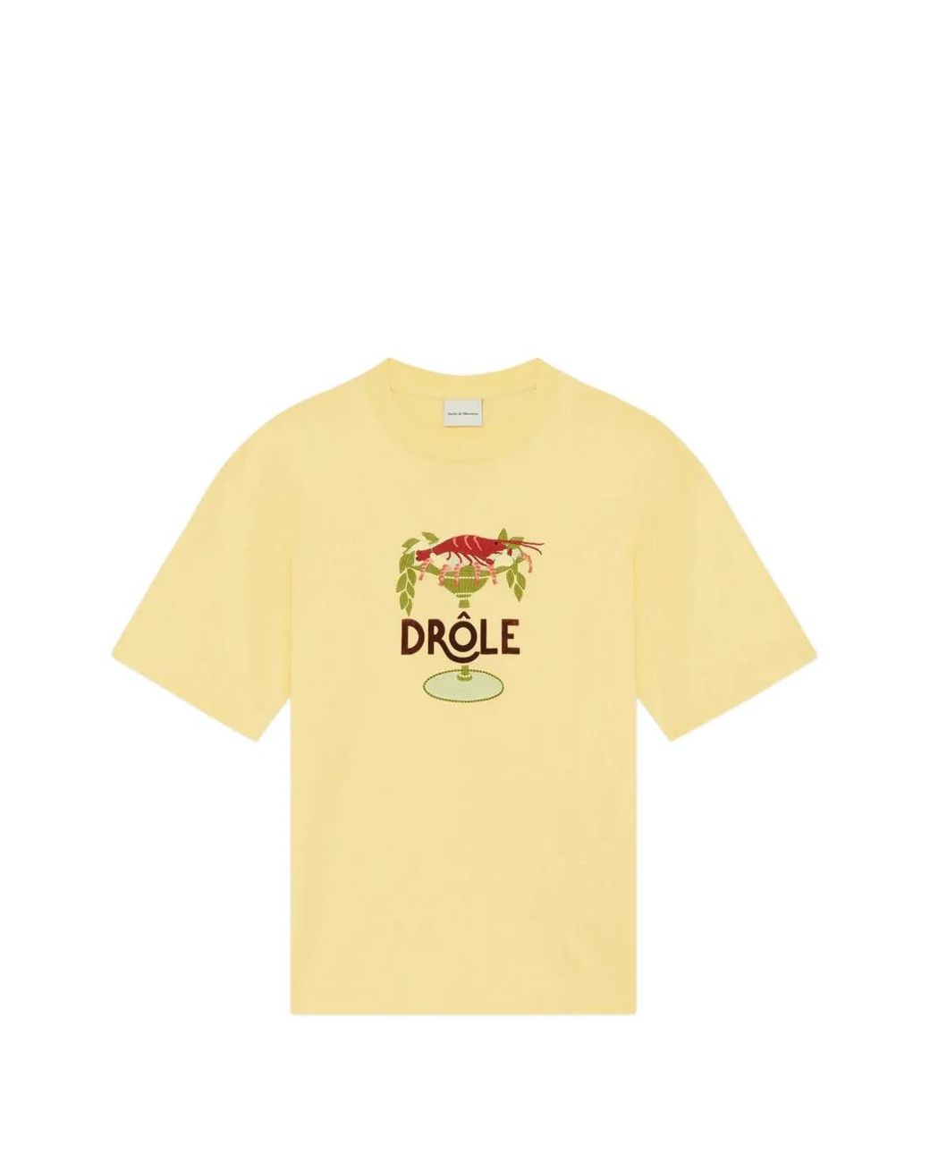 Drole de Monsieur Yellow Lobster Cup Embroidered T-Shirt for men
