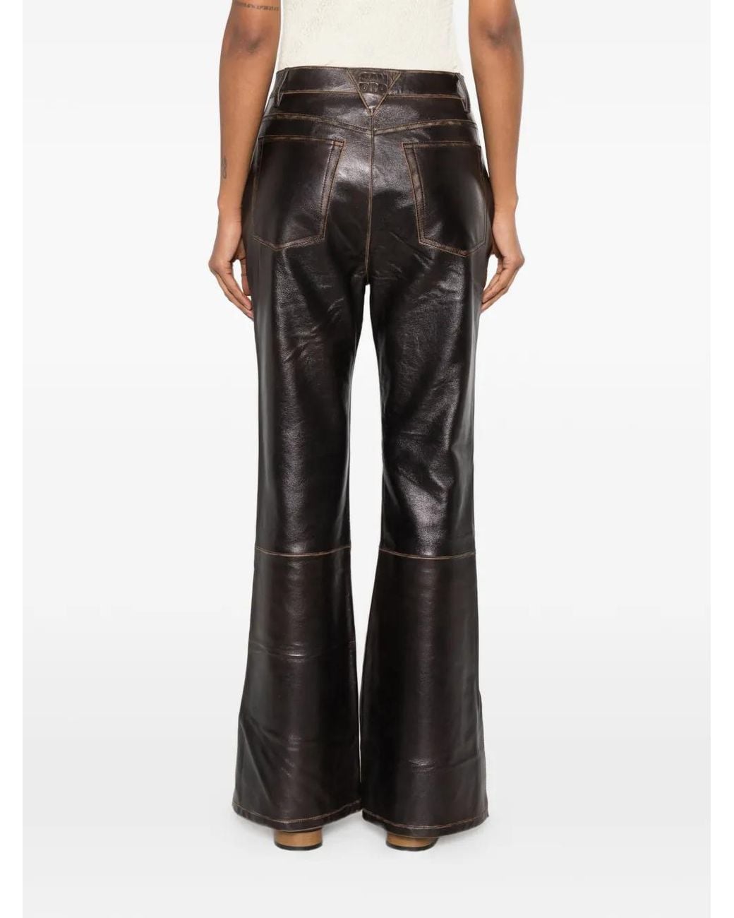 Sandro Gray Split-Hem Leather Trousers