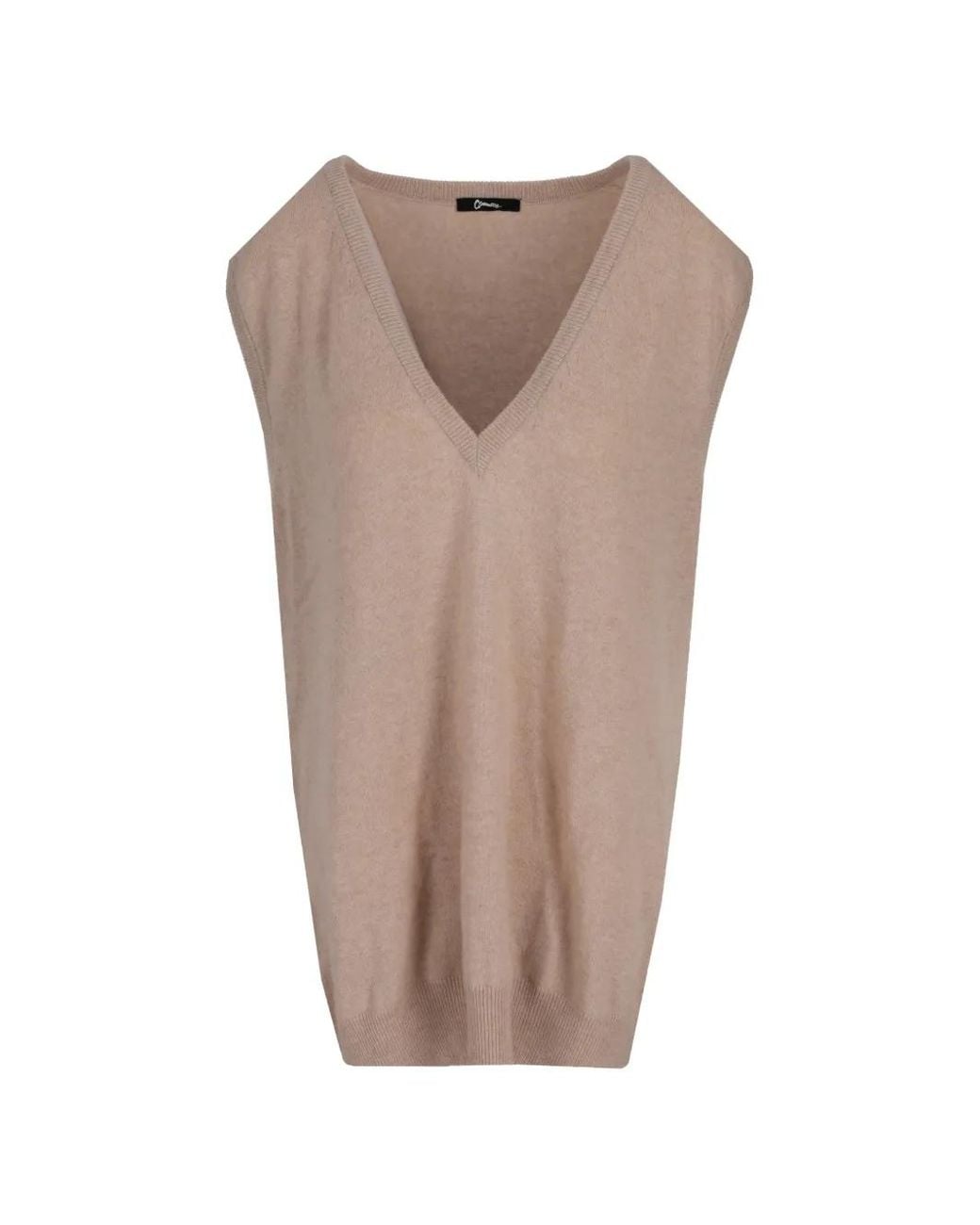 LA ROSE Brown Oversized V-Neck Vest