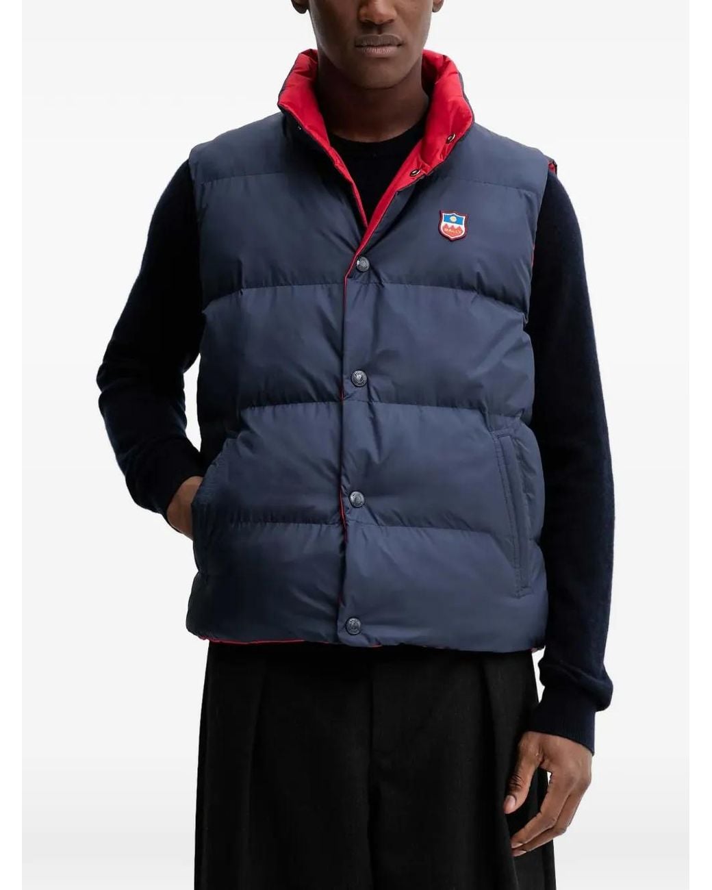 Bally Blue Buttoned Quilted Reversible Gilet for men
