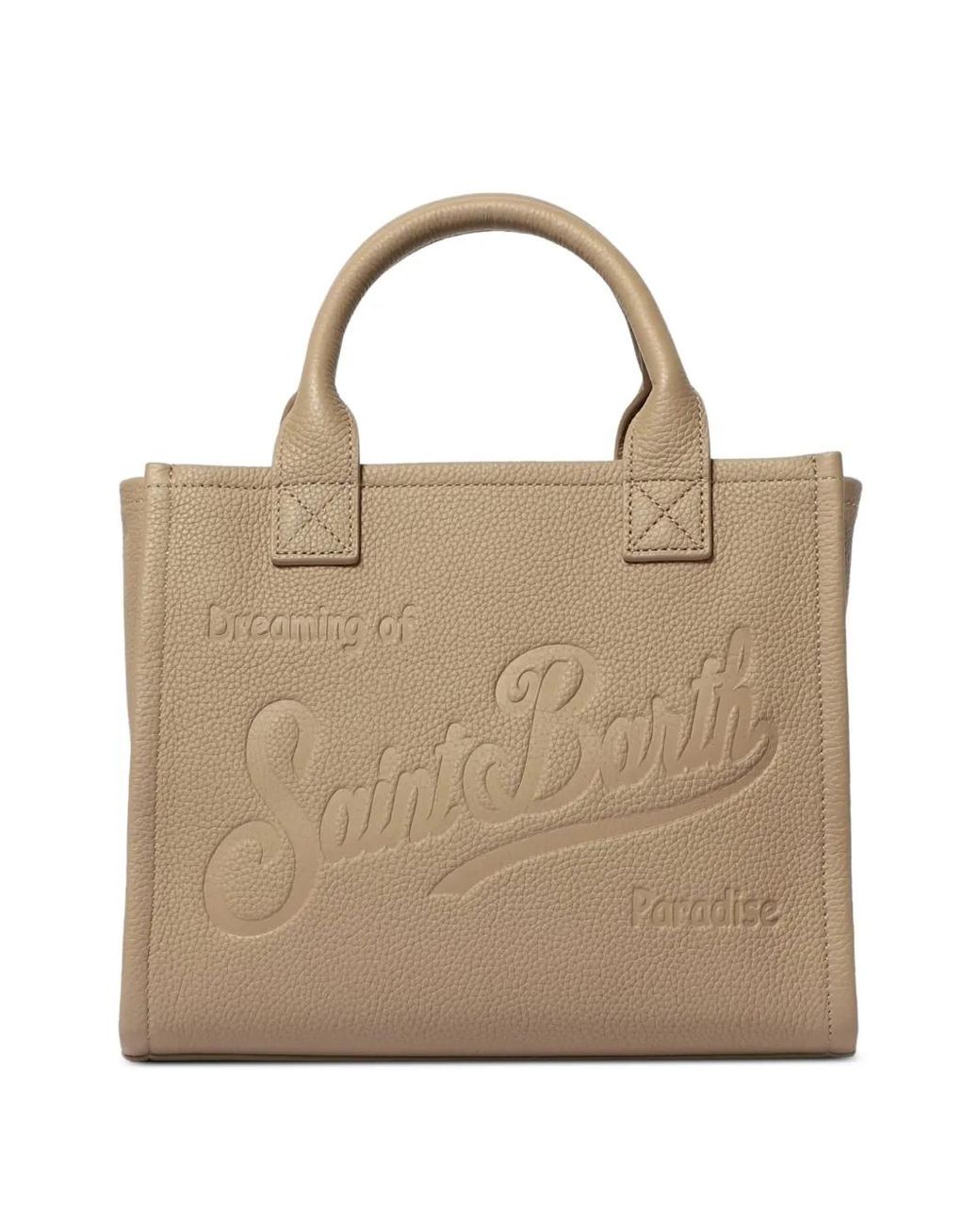 Mc2 Saint Barth Natural Vanity Embossed Leather Tote Bag