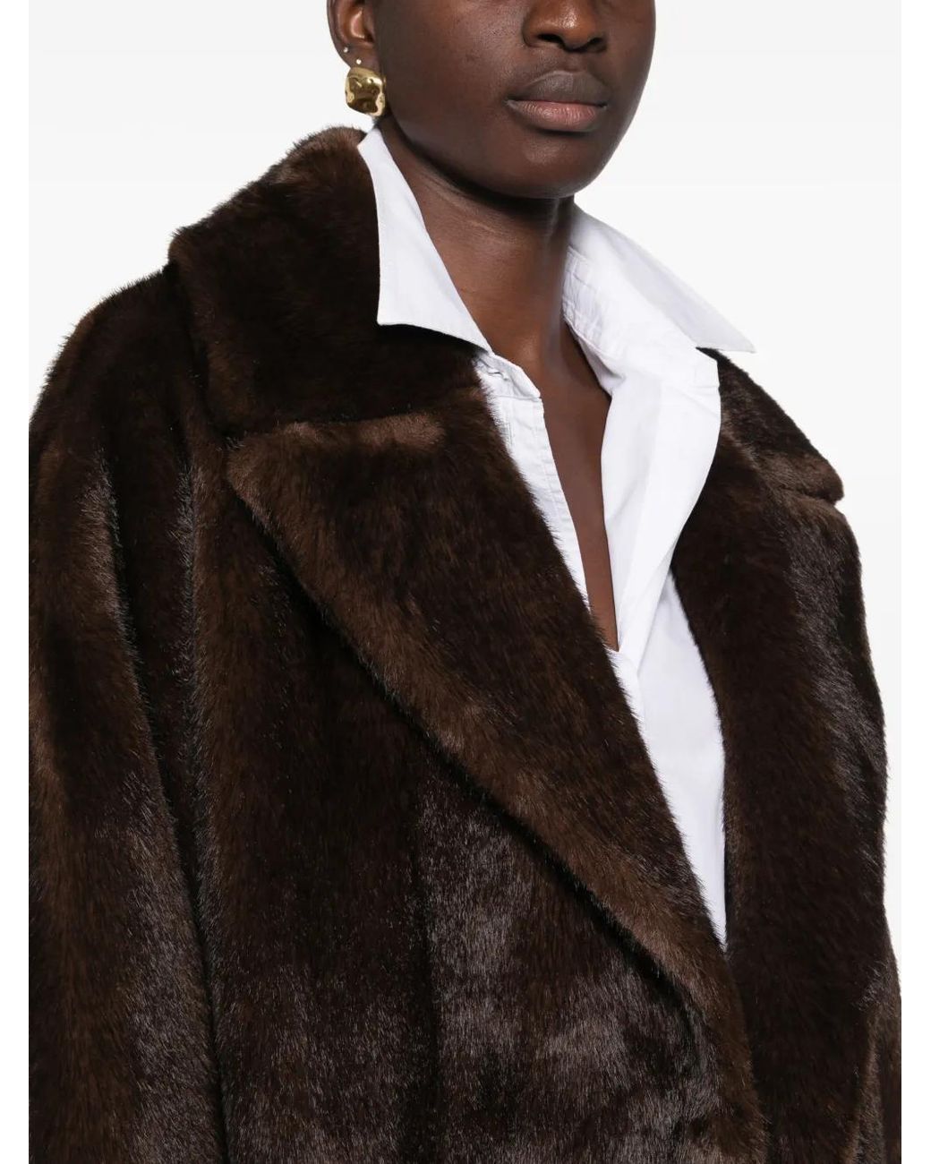 Betta Corradi Black Faux-Fur Notch-Lapel Coat