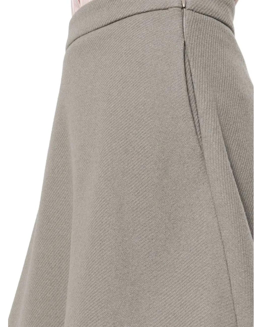 AMI Gray Knitted Midi Skirt