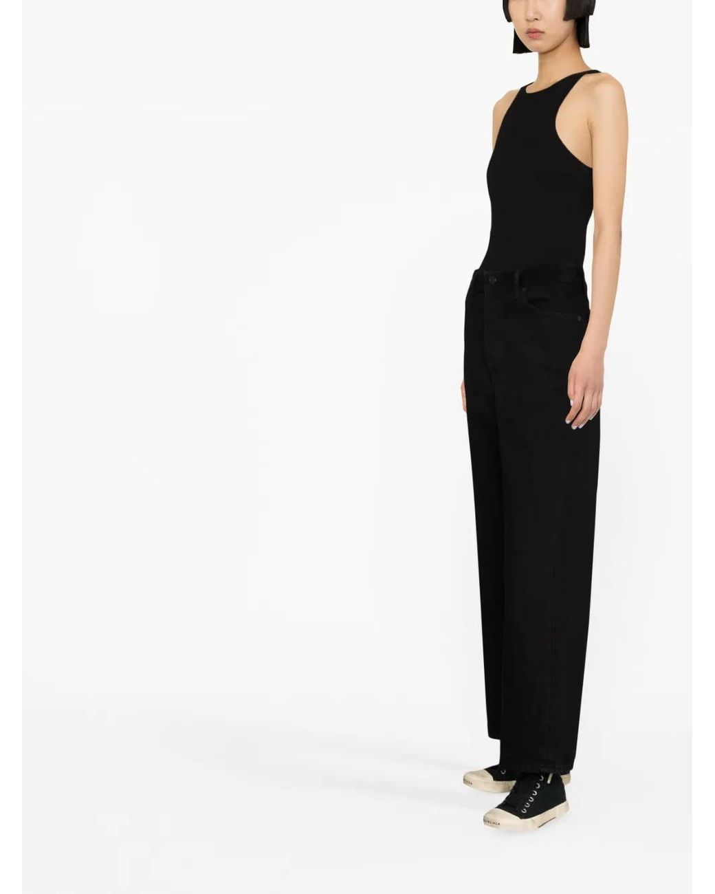 Balenciaga Black Cropped Straight-Leg Jeans
