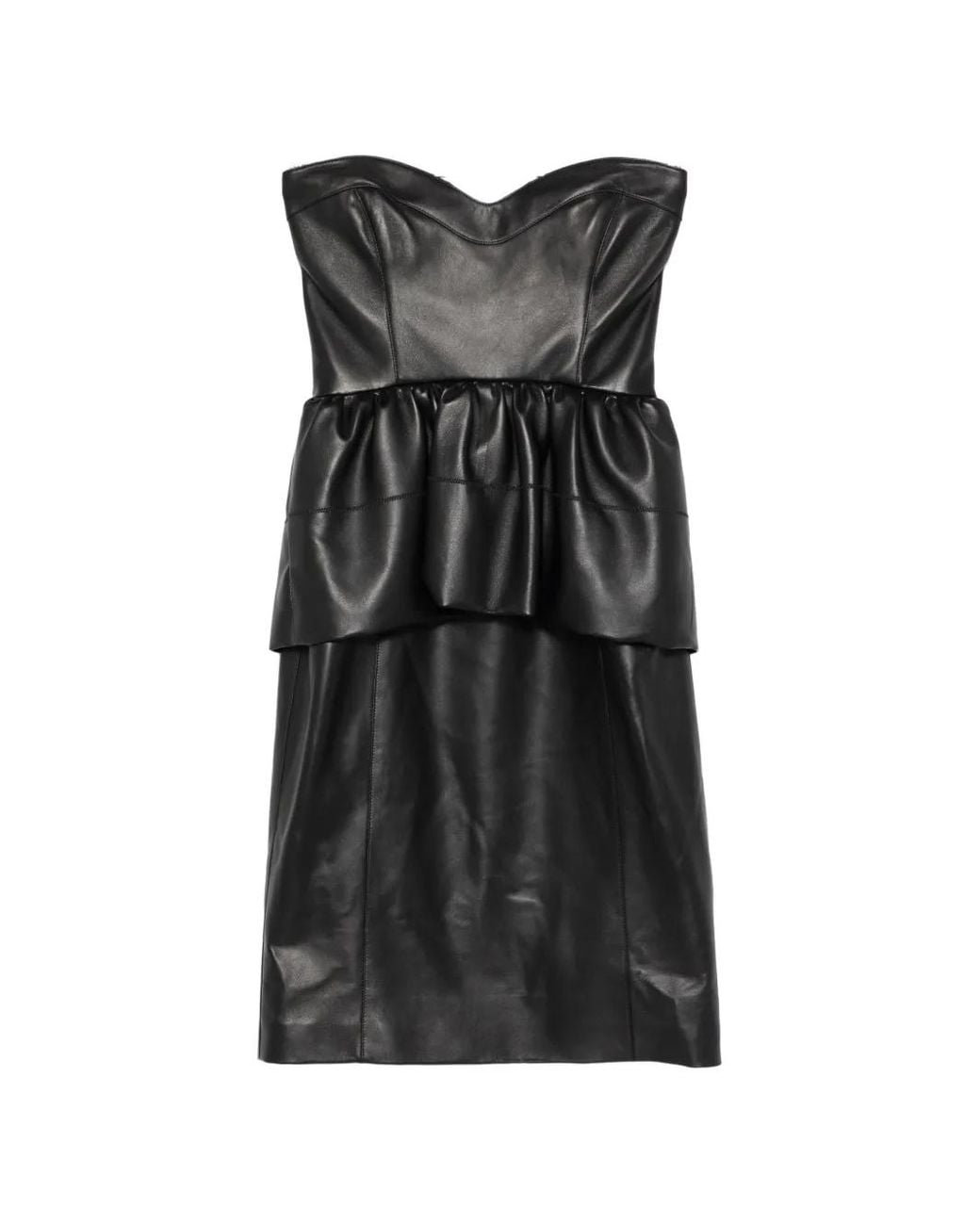 Fendi Black Strapless Peplum Midi Dress