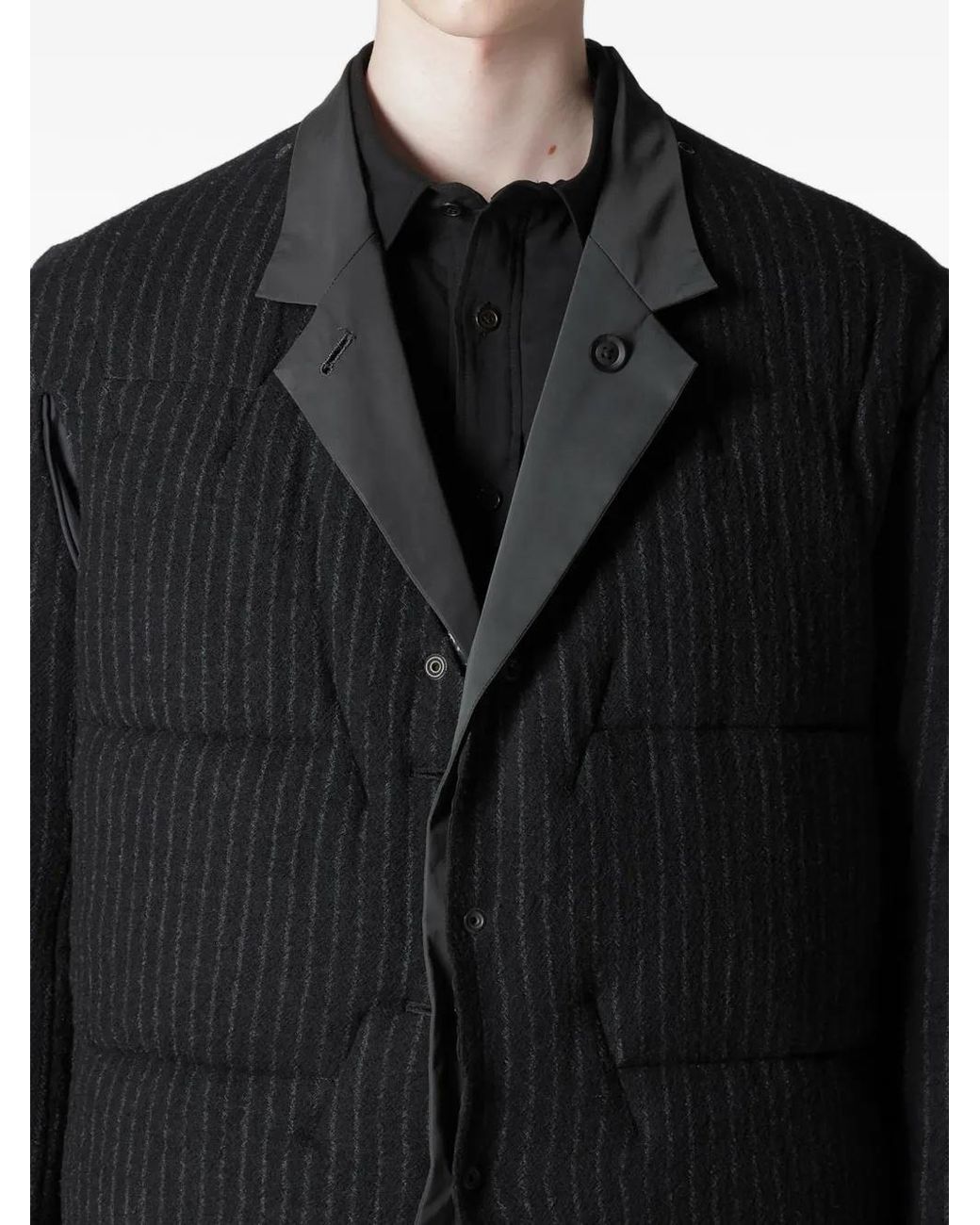 Yohji Yamamoto Gray Padded Pinstripe Jacket for men