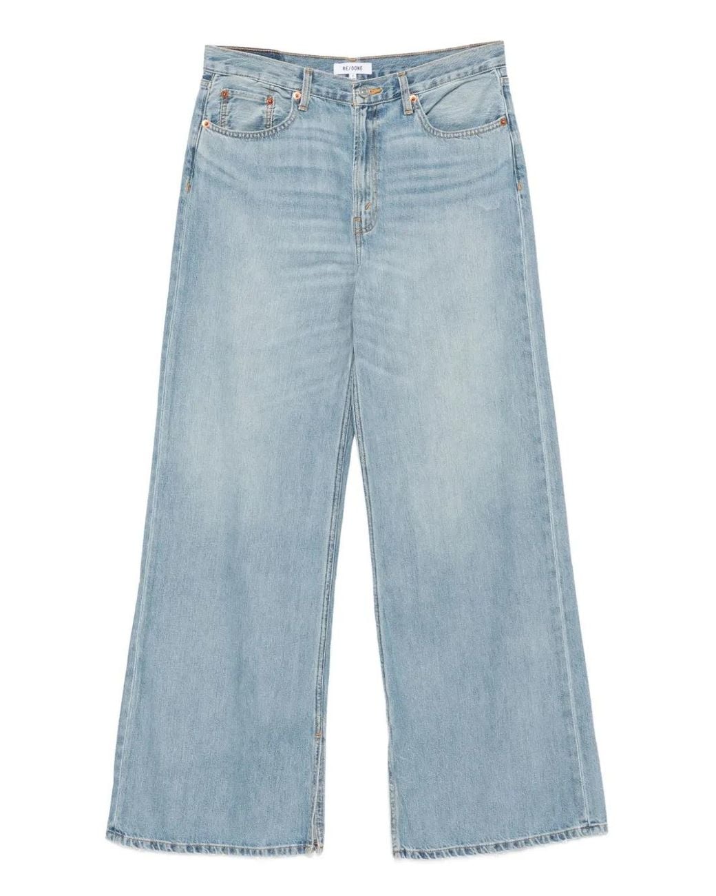 Re/done Blue Five-Pocket Design Wide-Leg Jeans