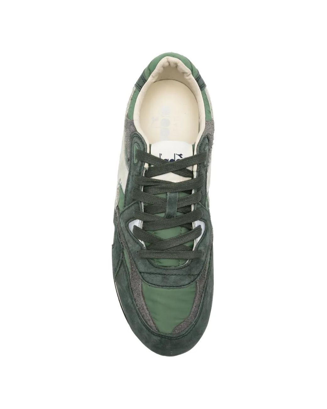 Diadora Green Panelled Lace-Up Sneakers for men