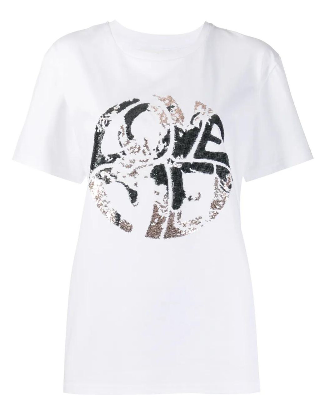 Alberta Ferretti White Sequinned Print T-Shirt