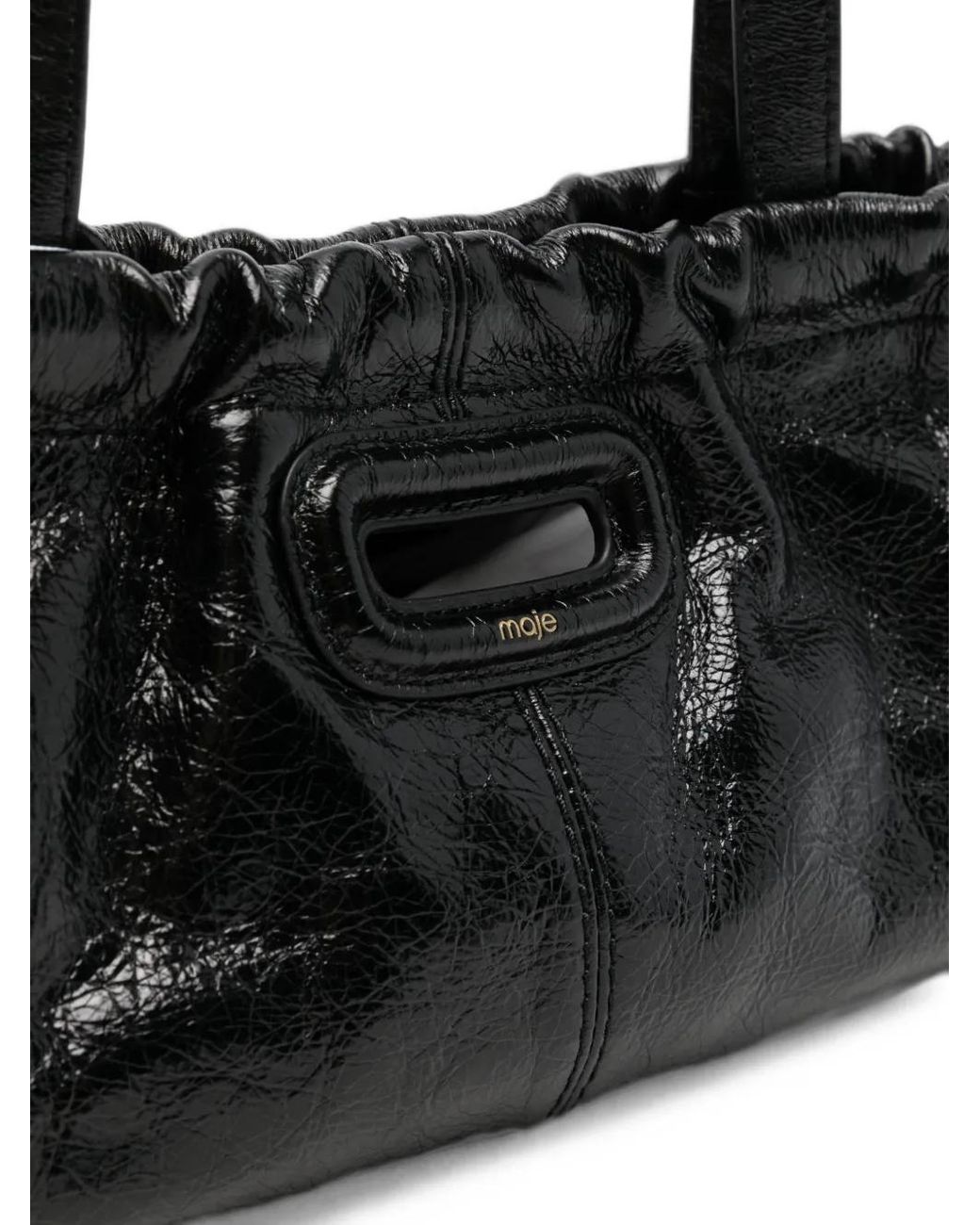 Maje Black Crackled Leather Miss M Bag