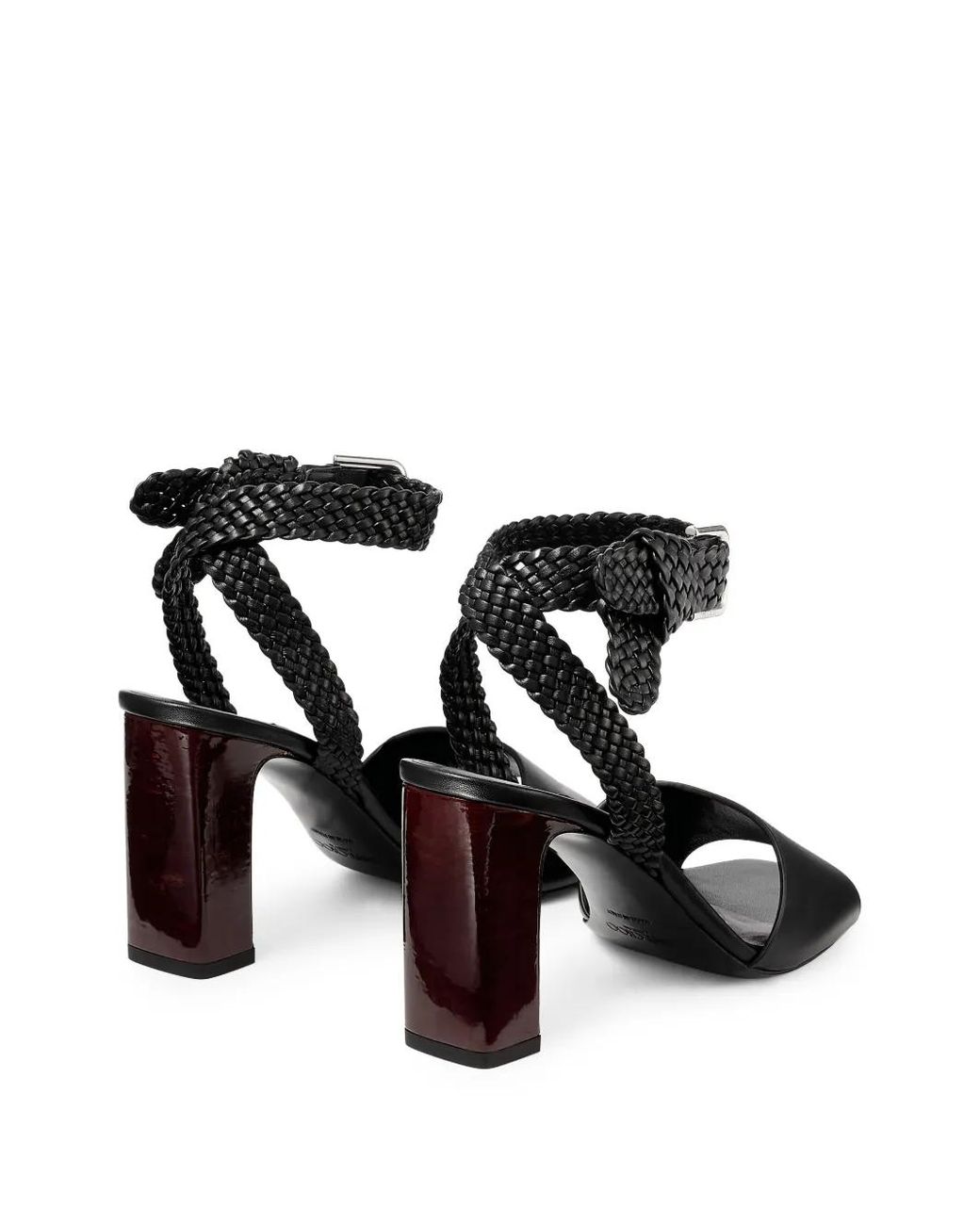 Jimmy Choo Black Rori 85 Braided Buckled Sandals