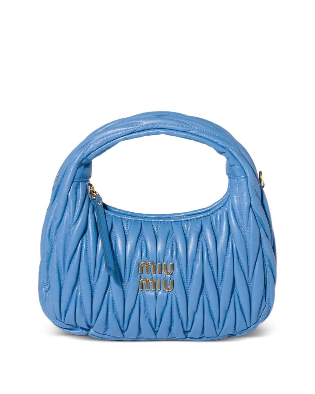 Miu Miu Blue Wander Matelassé Nappa Leather Bag