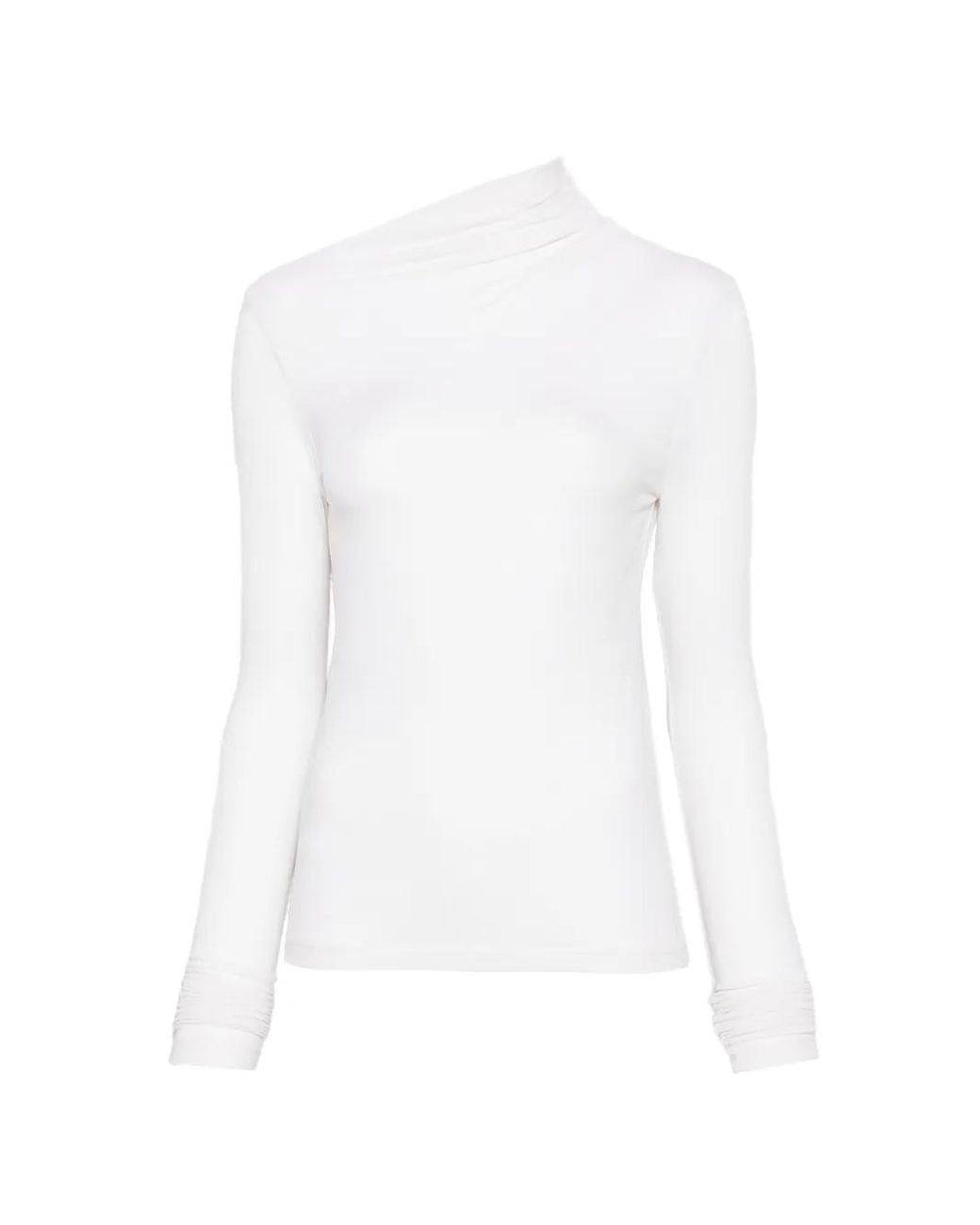 Imperial White Draped Long-Sleeve Top