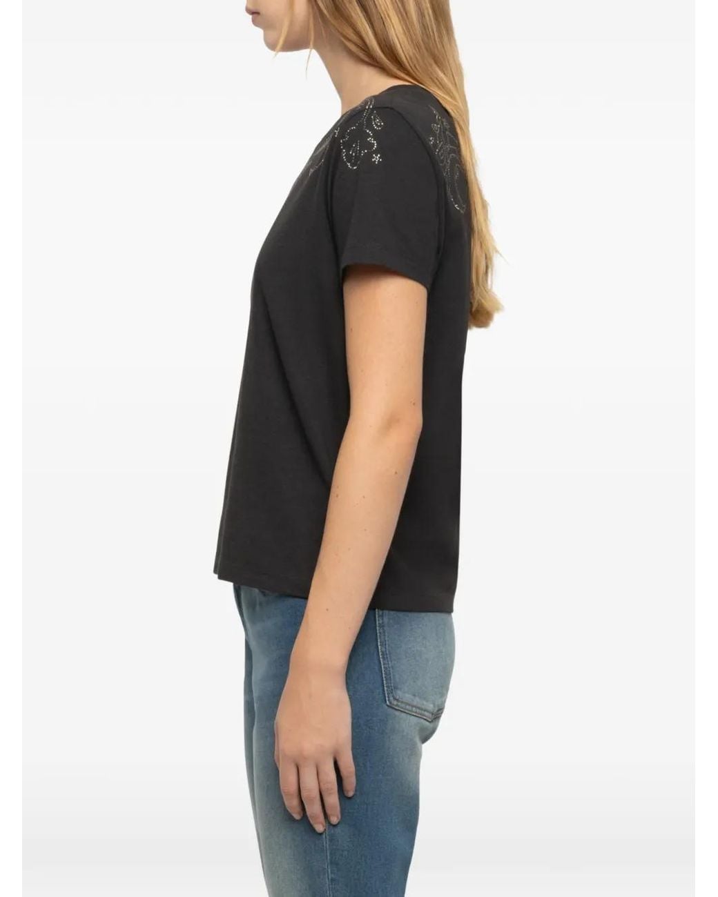 Zadig & Voltaire Black Strass-Embellished Alys T-Shirt