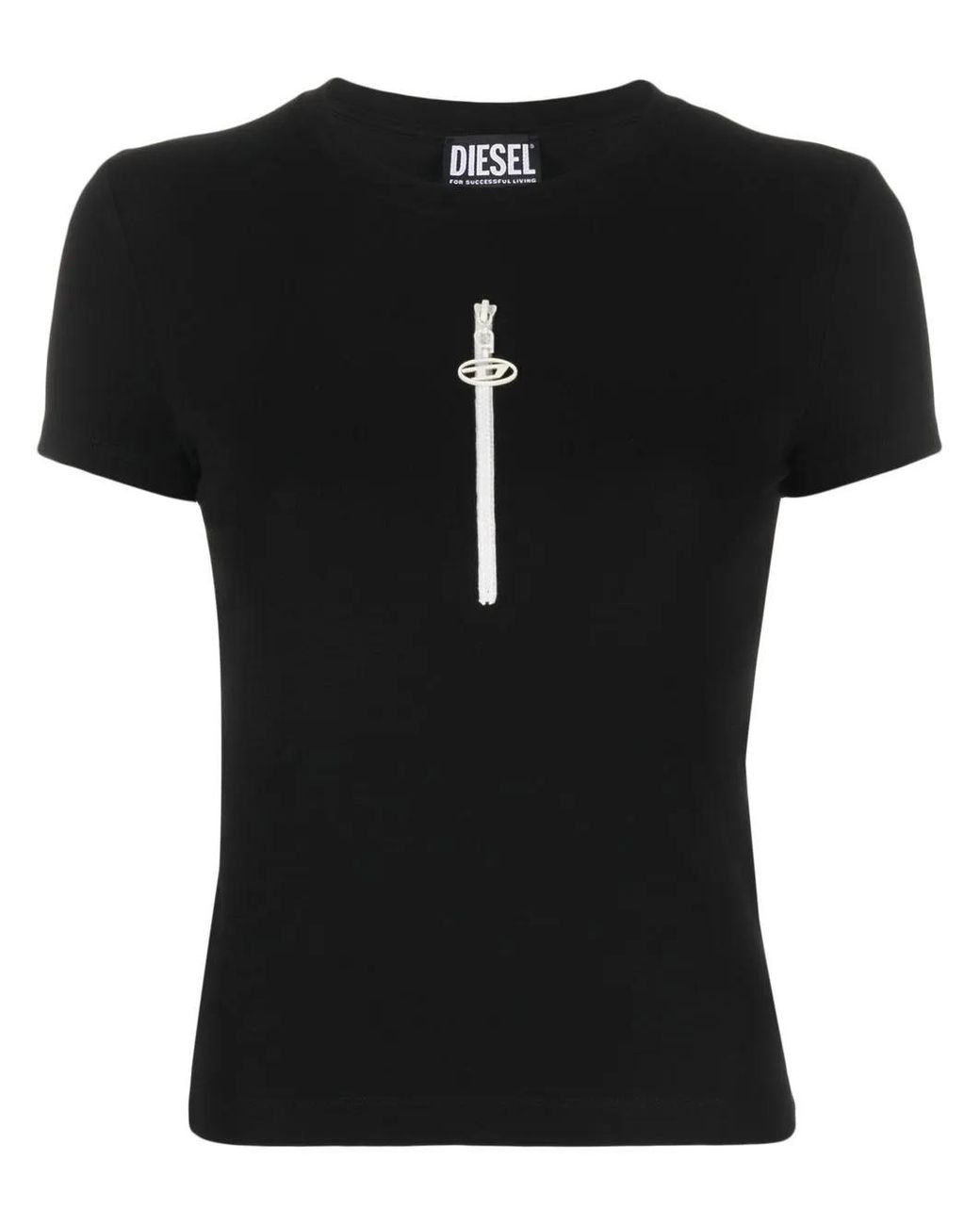 DIESEL Black Half-Zip Crew-Neck T-Shirt