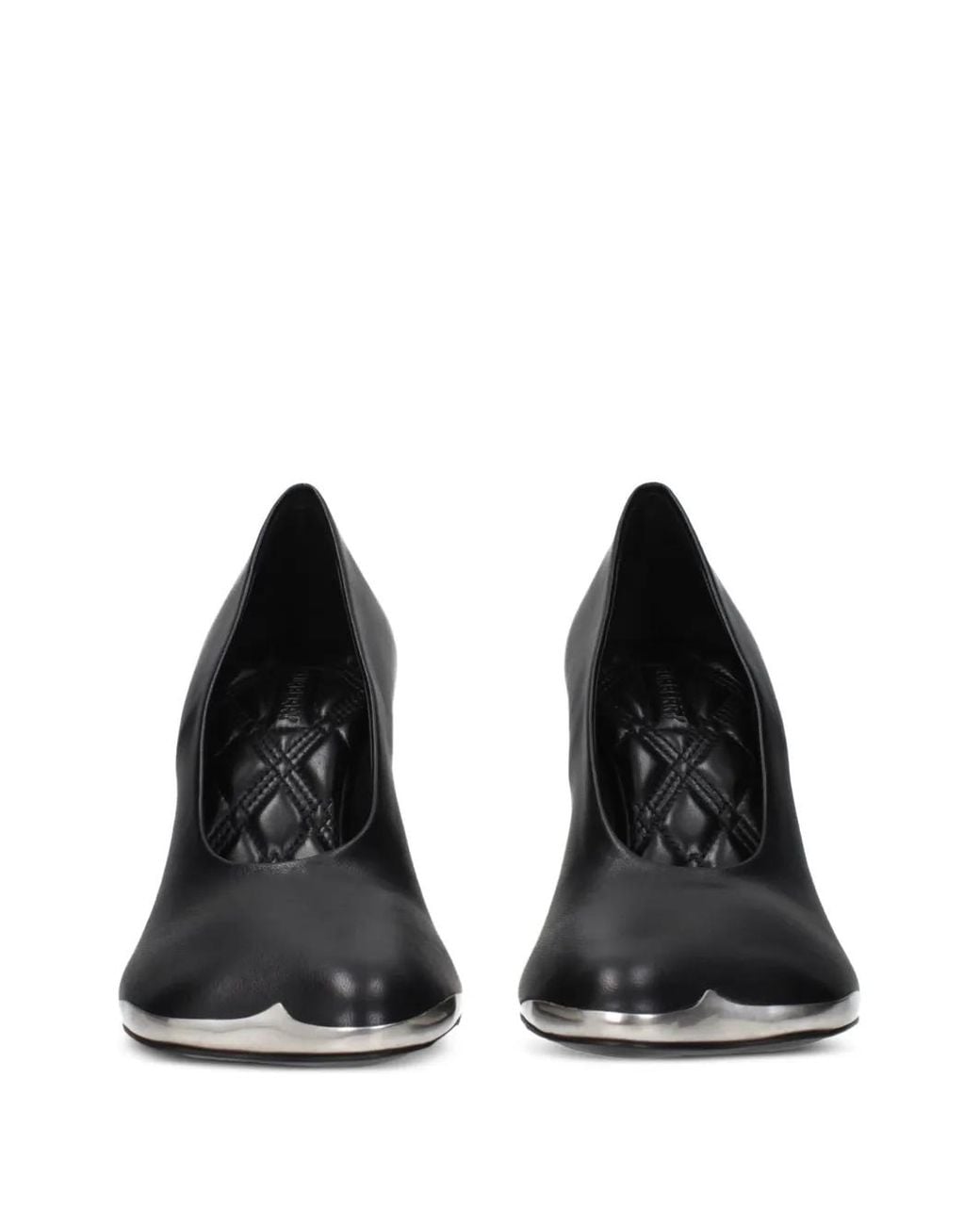 Burberry Black Metal-Toe Leather Pumps