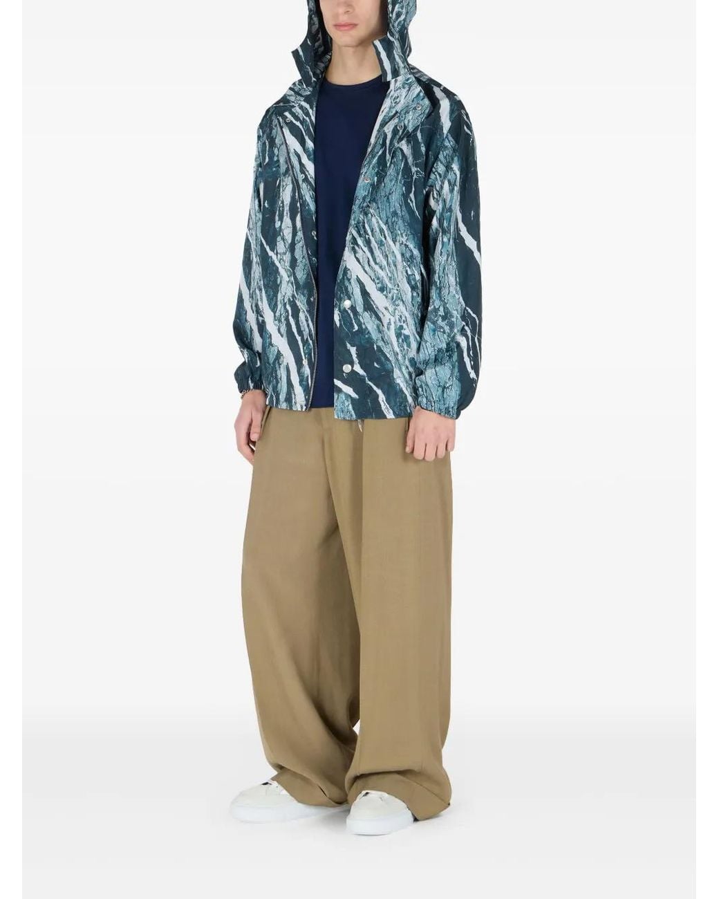 Roberto Cavalli Blue Marble-Print Bomber Jacket for men