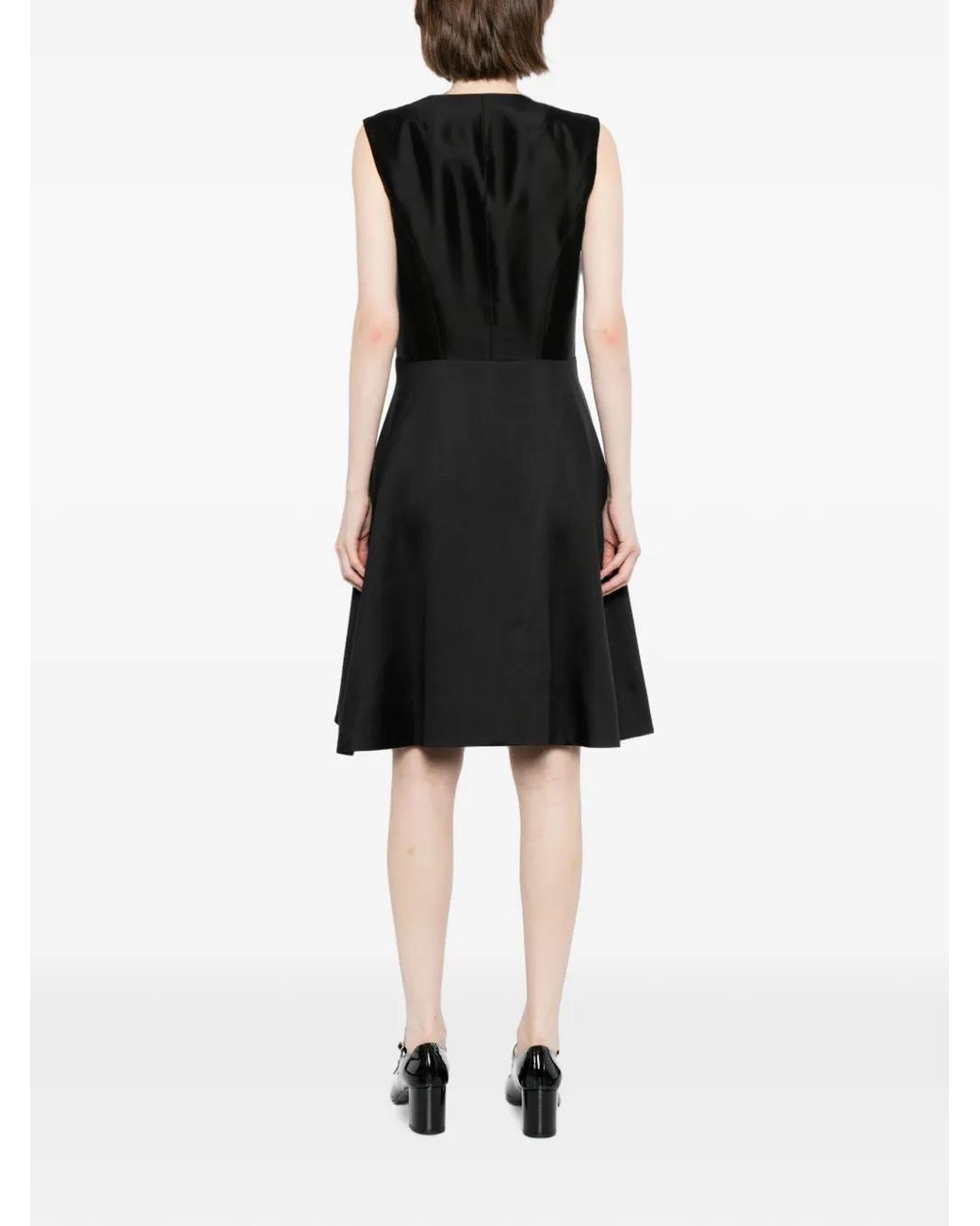 JNBY Black Robe Mi-Longue Sans Manches À Col V