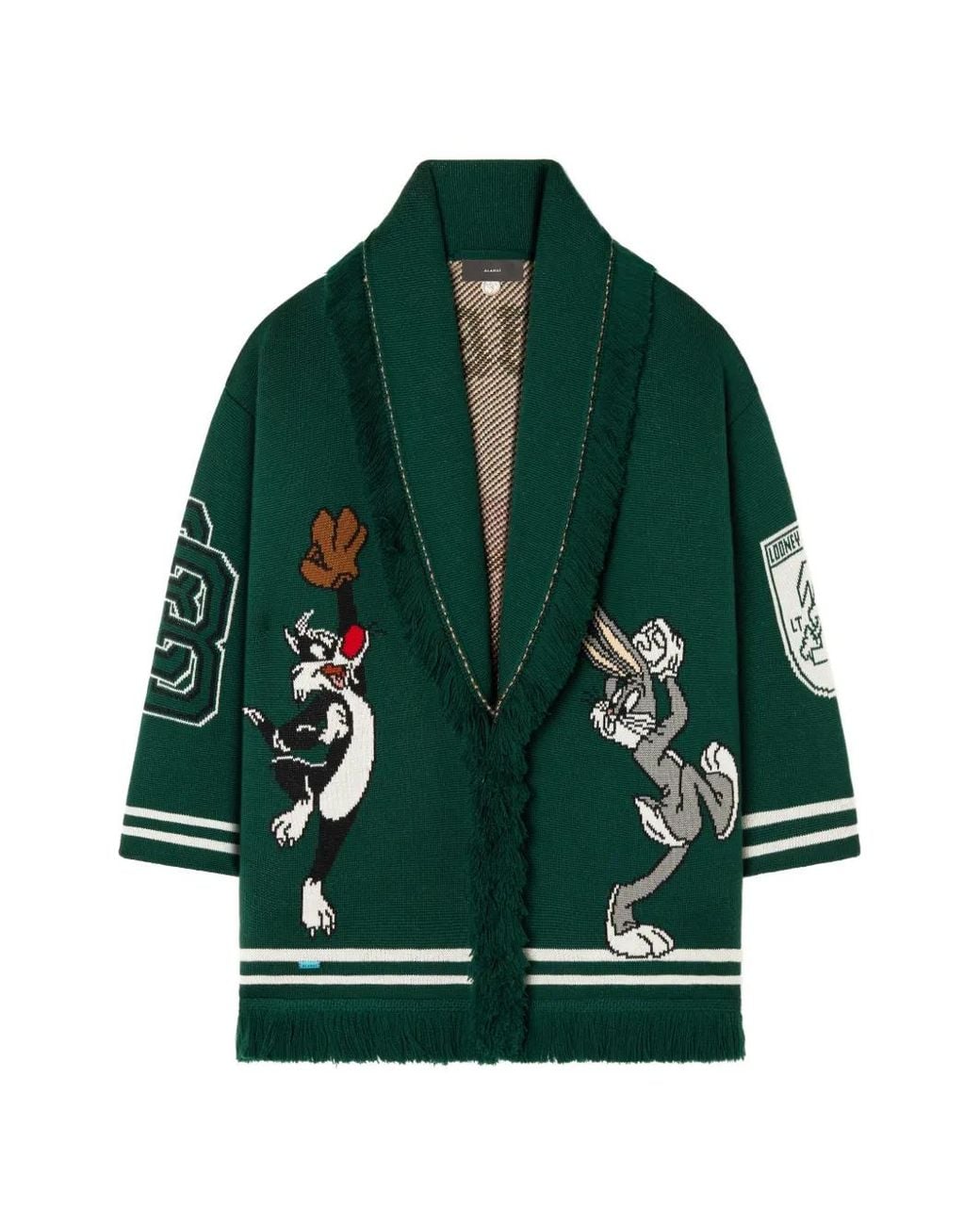 Alanui Green X Looney Tunes Sporty Bugs Bunny & Sylvester Wool Cardigan