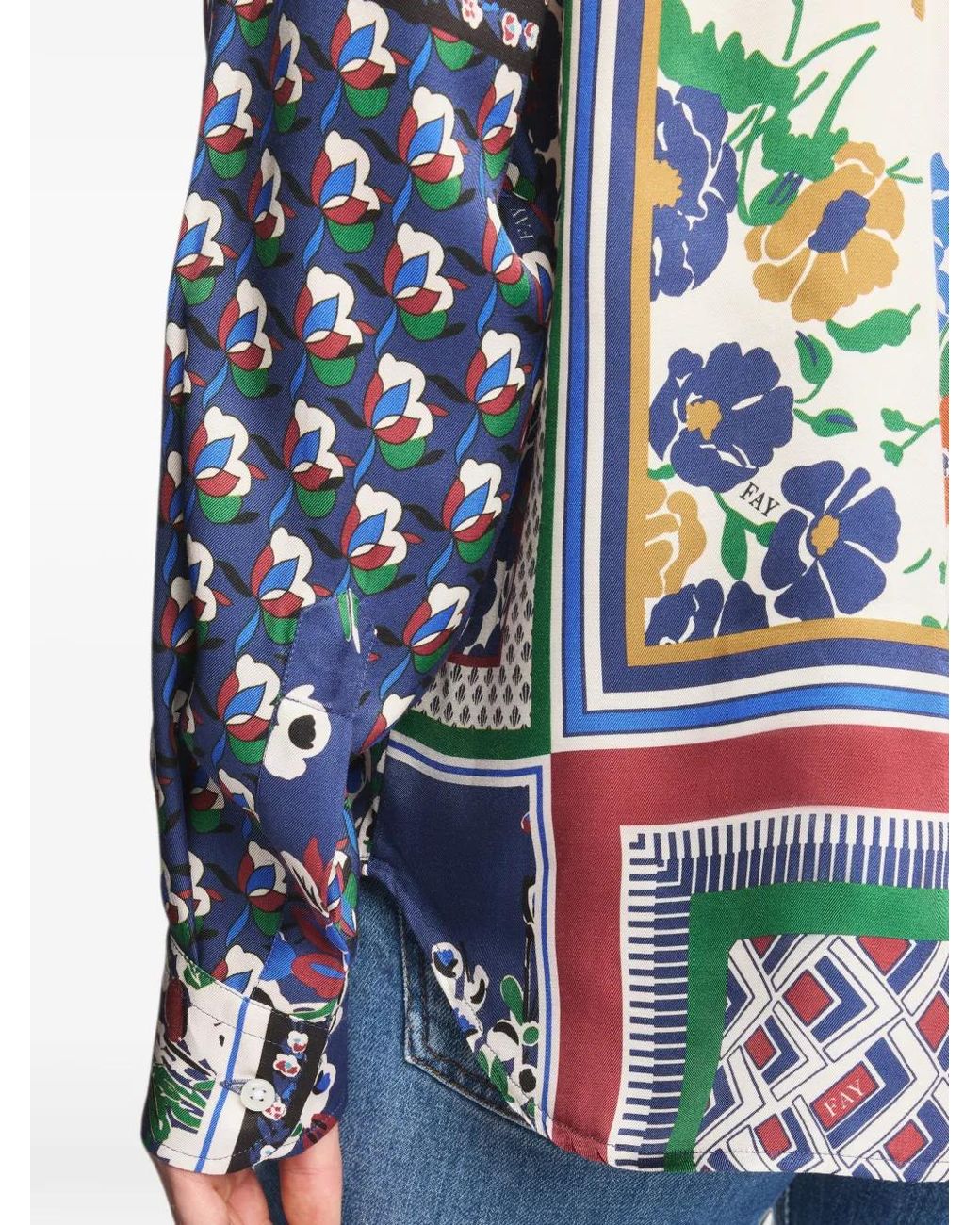 Blusa Con Stampa Patchwork di Fay in Blue