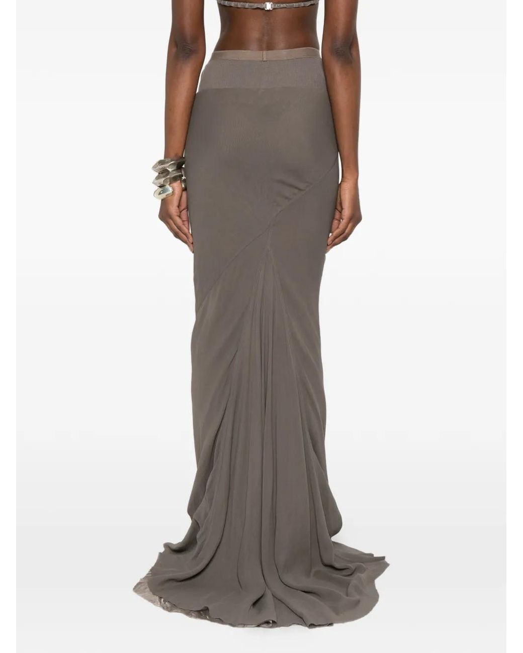 Rick Owens Brown Slim Long Coda Skirt