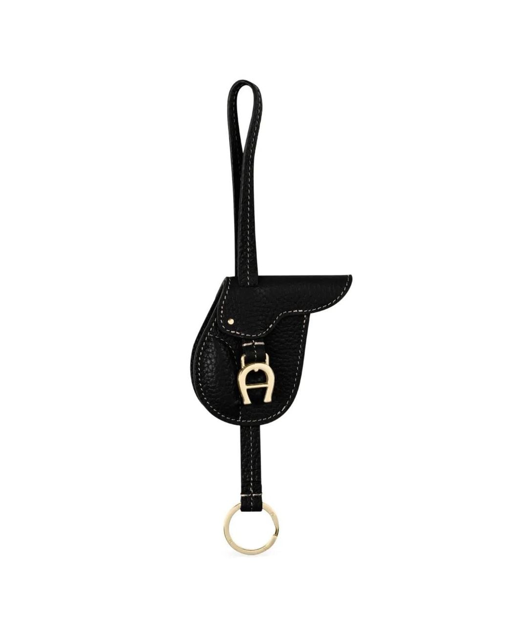 Aigner Black Fashion Saddle Leather Keychain
