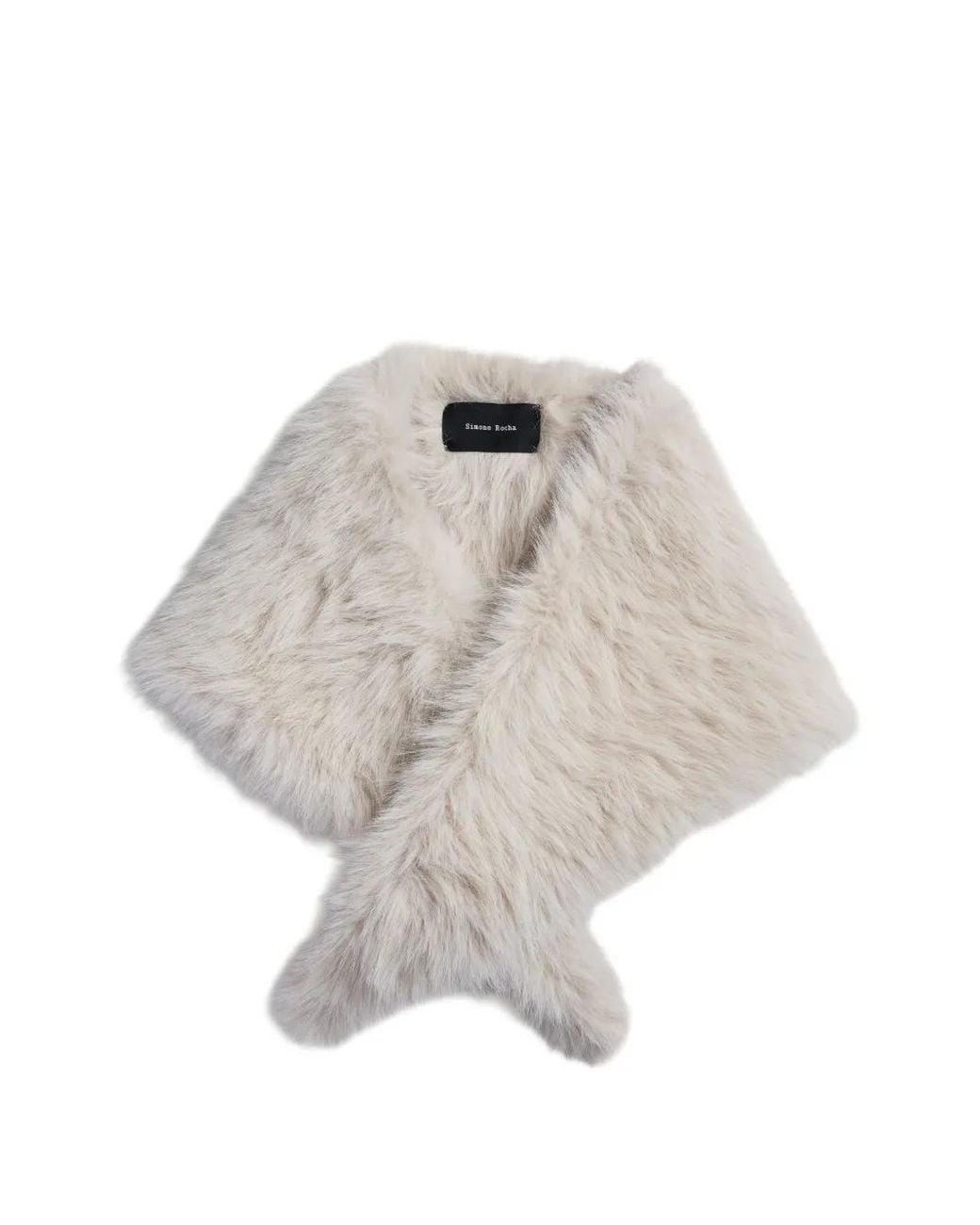 Simone Rocha White Embellished Faux-Fur Neckerchief