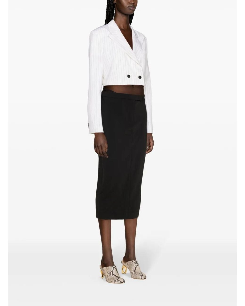 Blazer Crop Gessato di MSGM in White