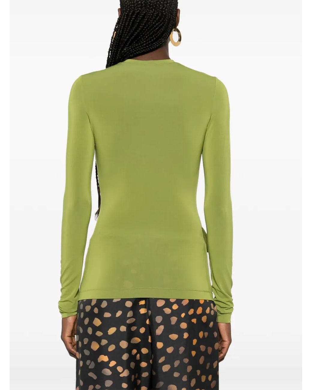 Nanushka Green Round-Neck Long-Sleeve Top