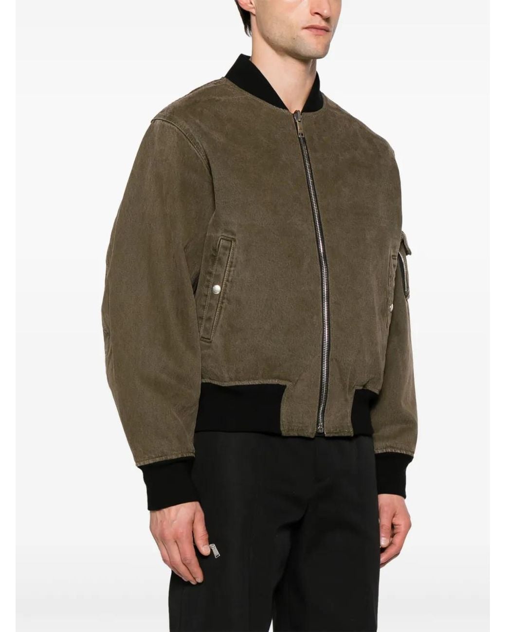 Givenchy Green Logo-Print Reversible Bomber Jacket for men