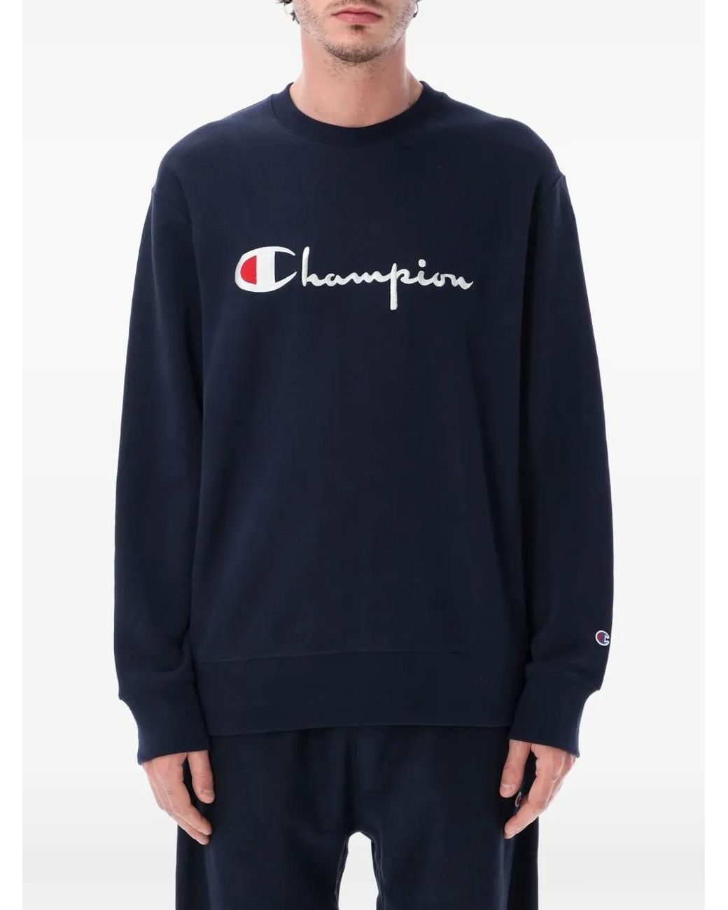 Champion Blue Logo-Embroidered Sweater for men