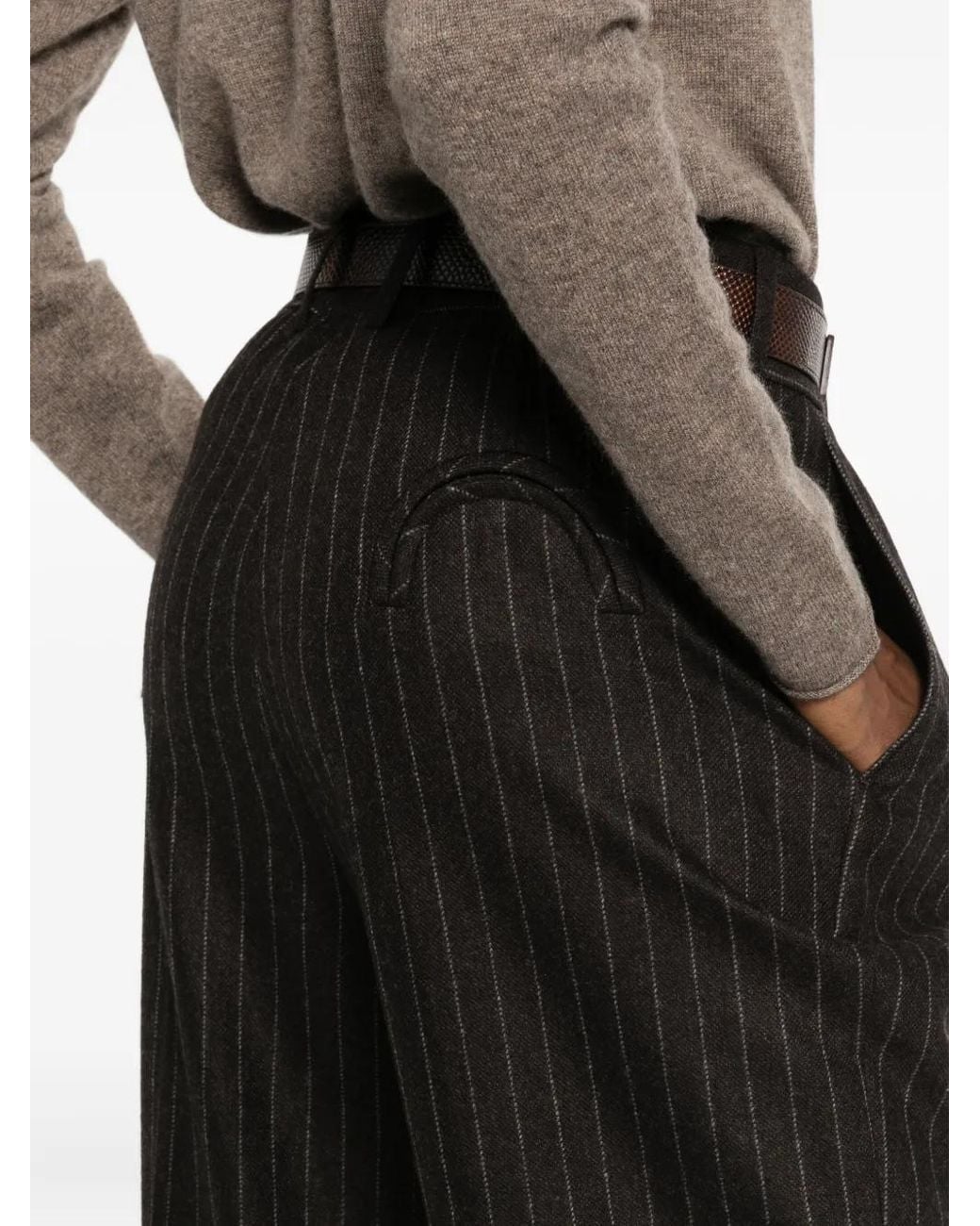 Blazé Milano Black Lady Maud Fox Pinstriped Tailored Trousers
