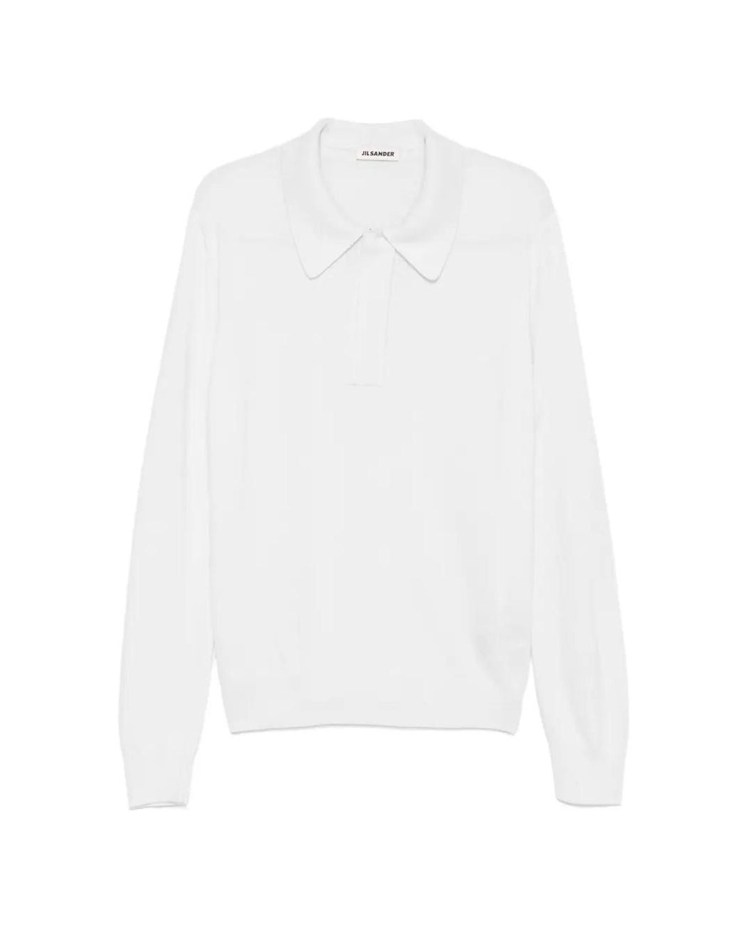 Jil Sander White Lightweight Wool Polo Sweater for men