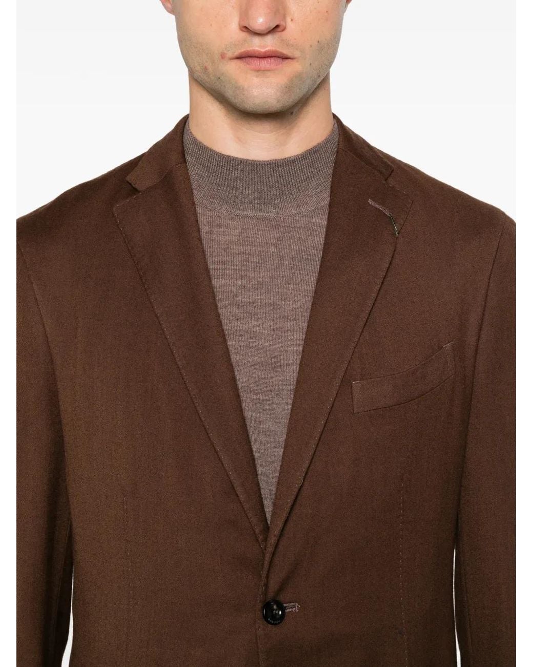 Boglioli Brown Single-Breasted Notched-Lapels Blazer for men