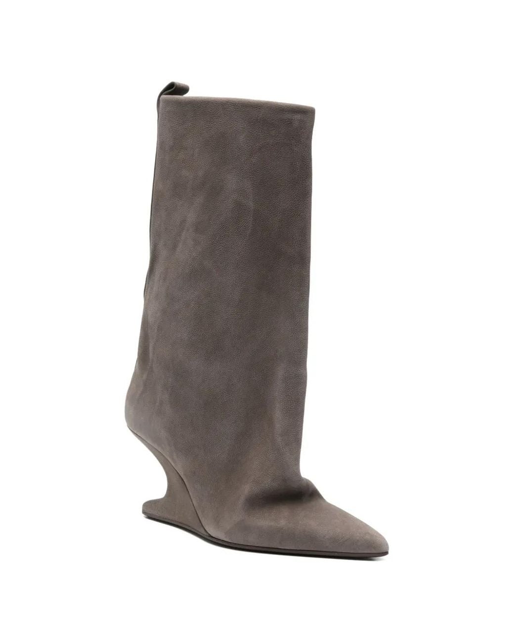 Rick Owens Gray Temple Cantilever 8 Sharp Flared Boots