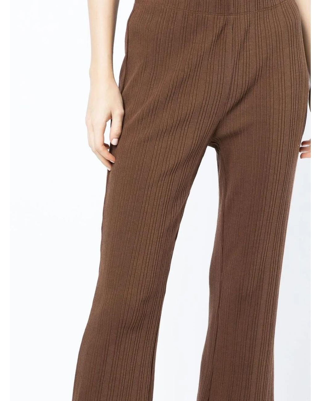 Vince Brown Elasticated Ribbed Trousers
