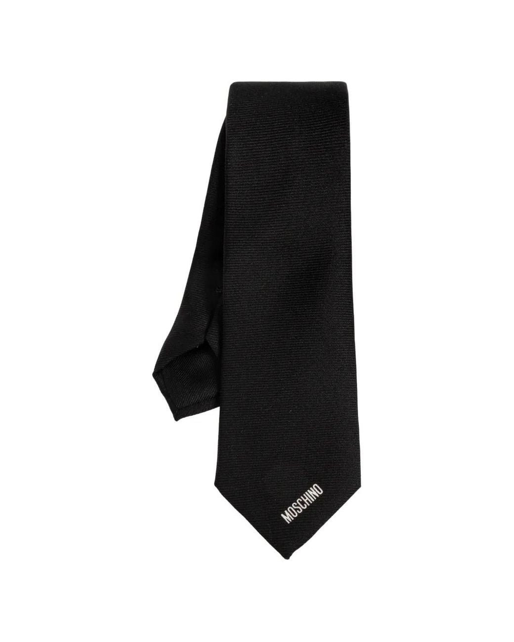 Moschino Black Logo-Embroidered Tie for men