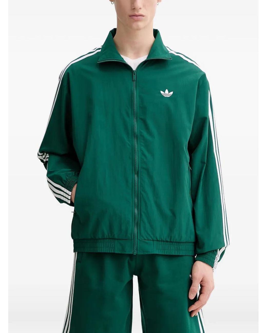 Adidas Green Firebird Logo-Embroidered Track Jacket for men