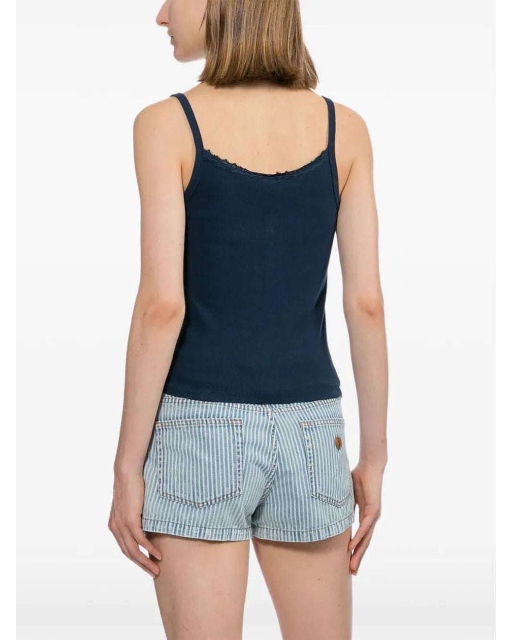 AAPE BY A BATHING AP Blue Button-Front Laced Camisole