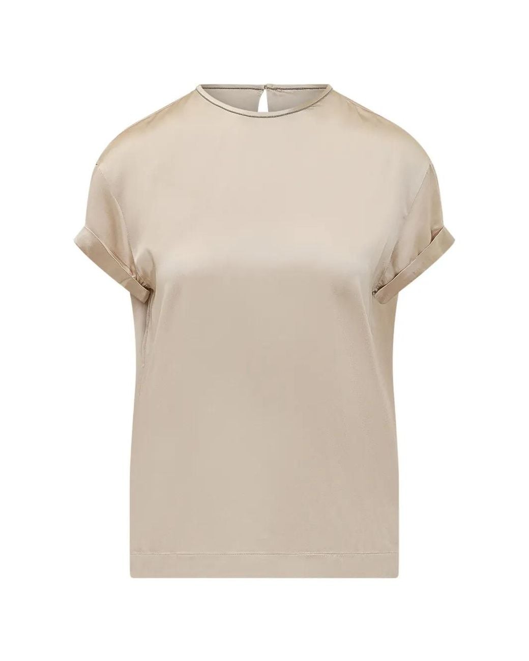 Brunello Cucinelli White Cuffed Top T-Shirt
