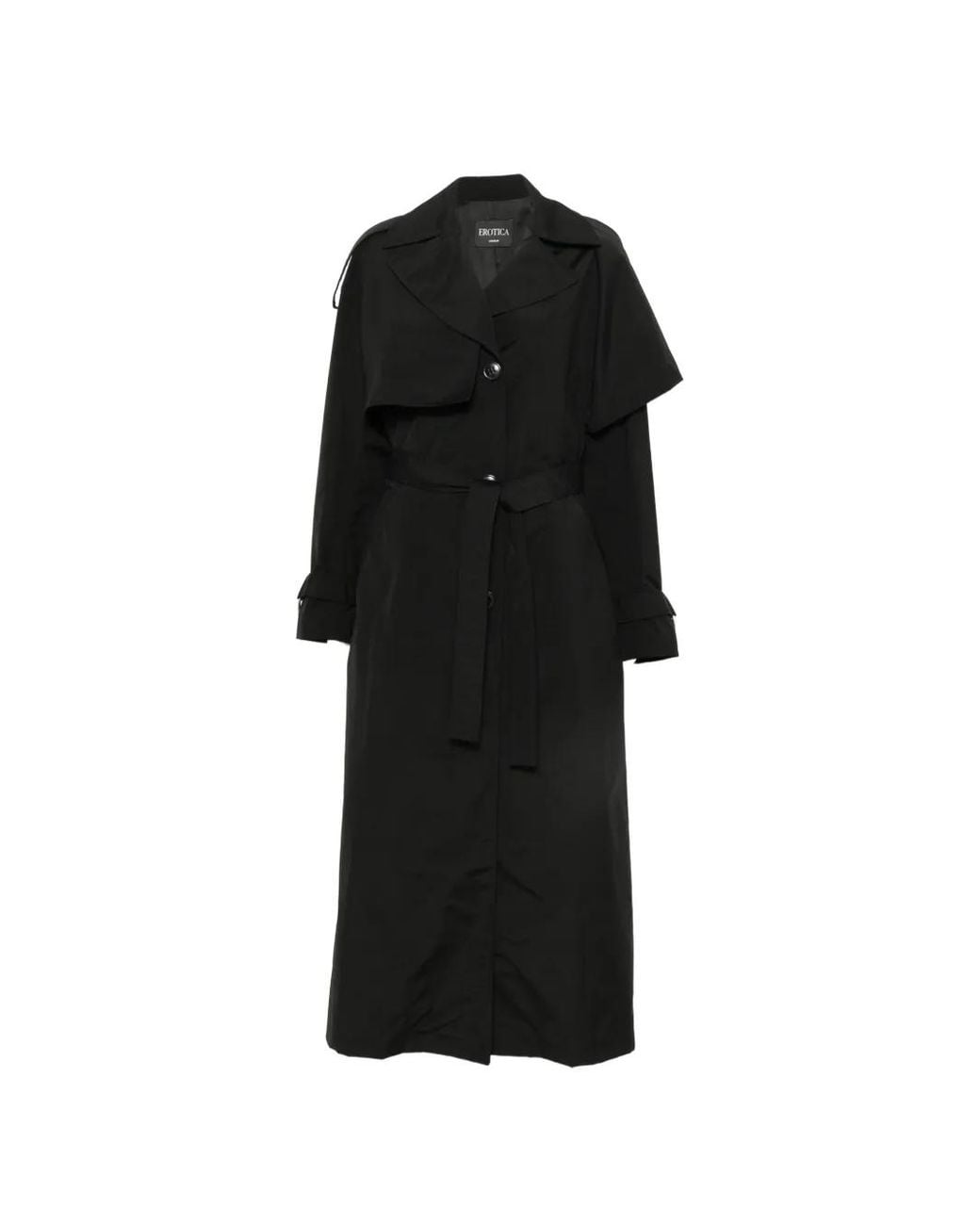 Dondup Black Belted Ring-Detail Trench Coat