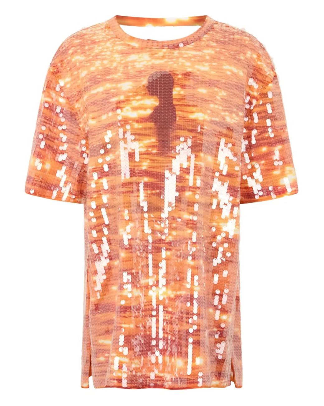 Rabanne Orange T-Shirt À Ornements De Sequins