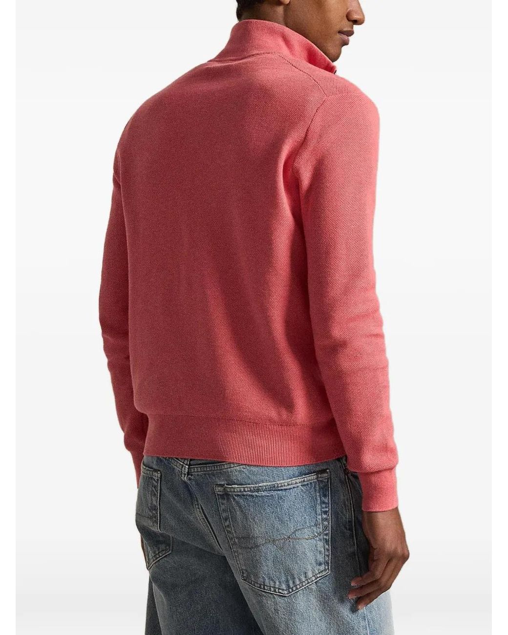 Polo Ralph Lauren Pink Quarter-Zip Cotton Sweater for men