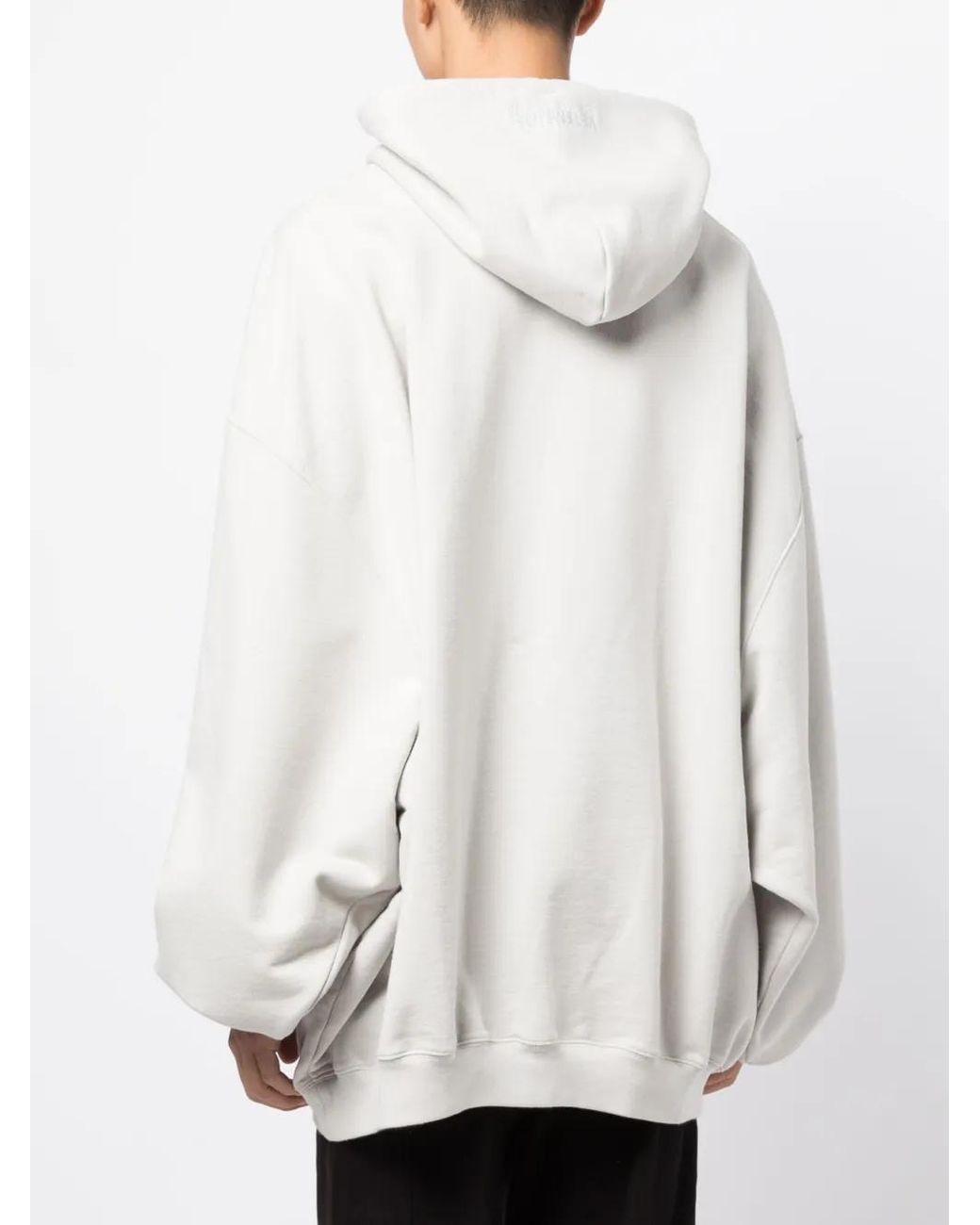 Vetements White Logo-Print Drawstring Hoodie for men