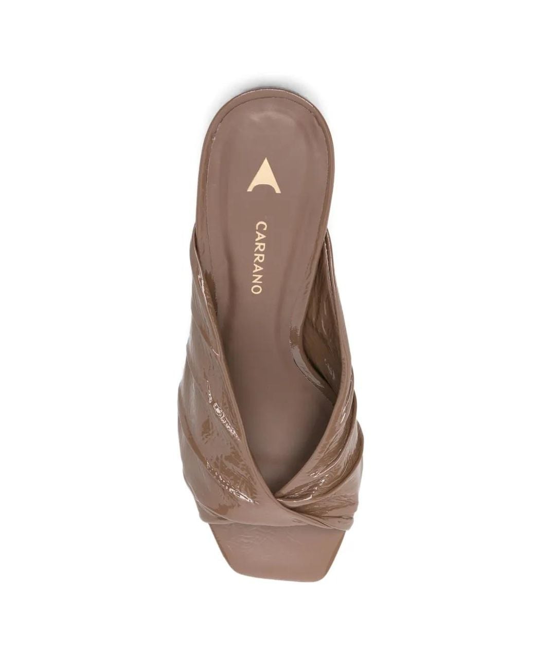 Carrano Brown Ruched Crossover-Strap Sandals