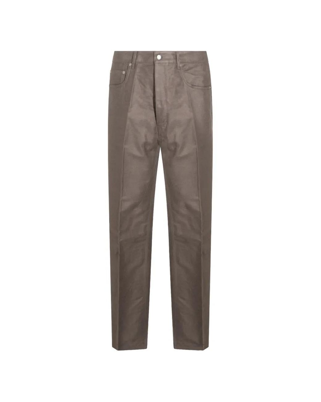 Rick Owens Gray Pressed-Crease Straight-Leg Trousers for men