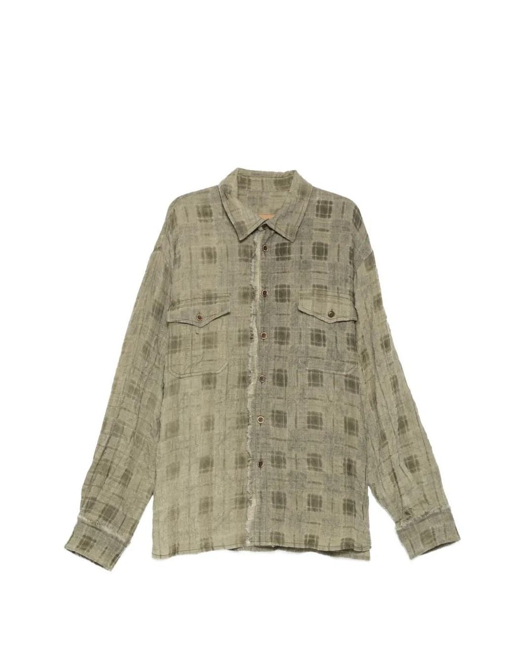 Uma Wang Natural Chemise À Carreaux for men