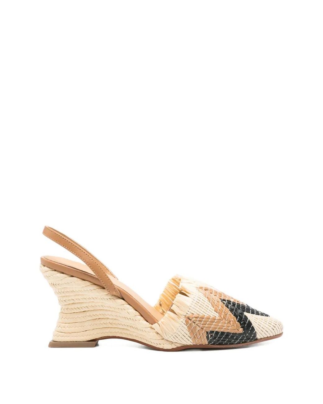 Castaner Natural Chevron-Weave Slingback Pumps